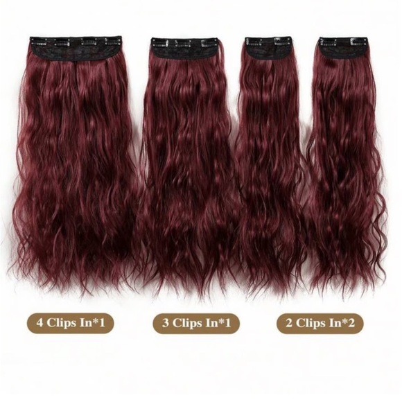 Curly Burgundy Hair Extension Clip In Extensions - Picture 5 of 7